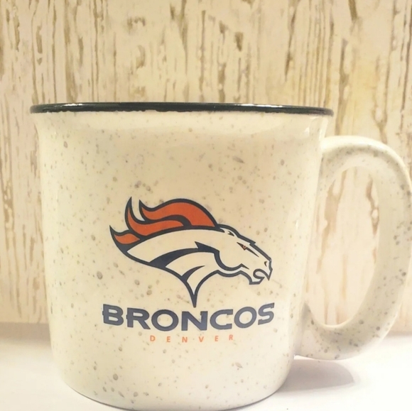 New NFL Football Denver Broncos Logobrands Speckled Ceramic Coffee Mug With Logo - Picture 2 of 3